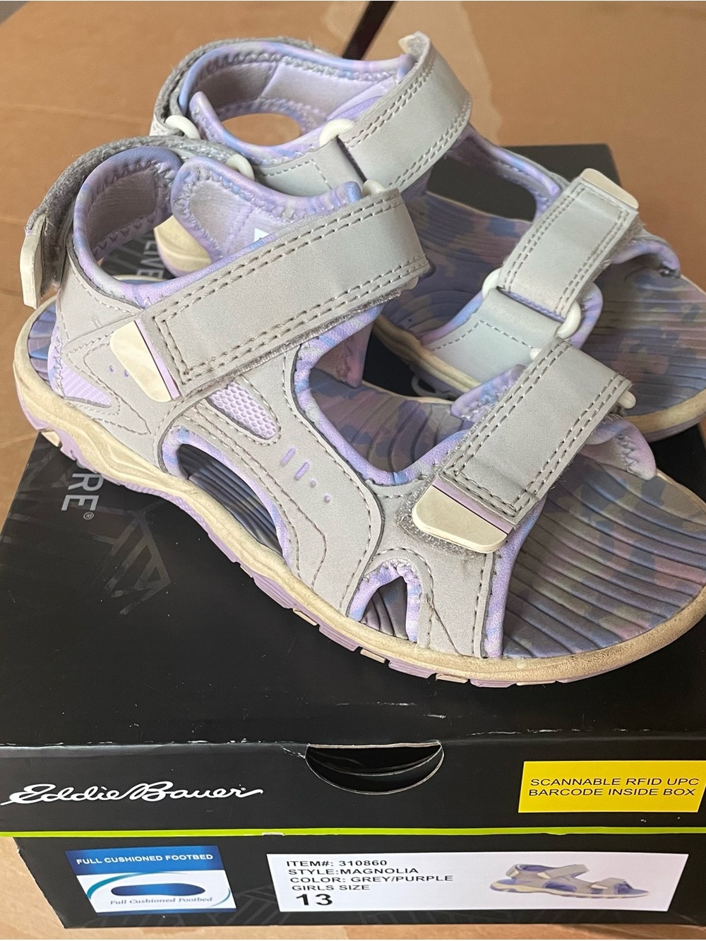 Eddie Bauer Light Gray and Lilac Girls' Sport Sandals